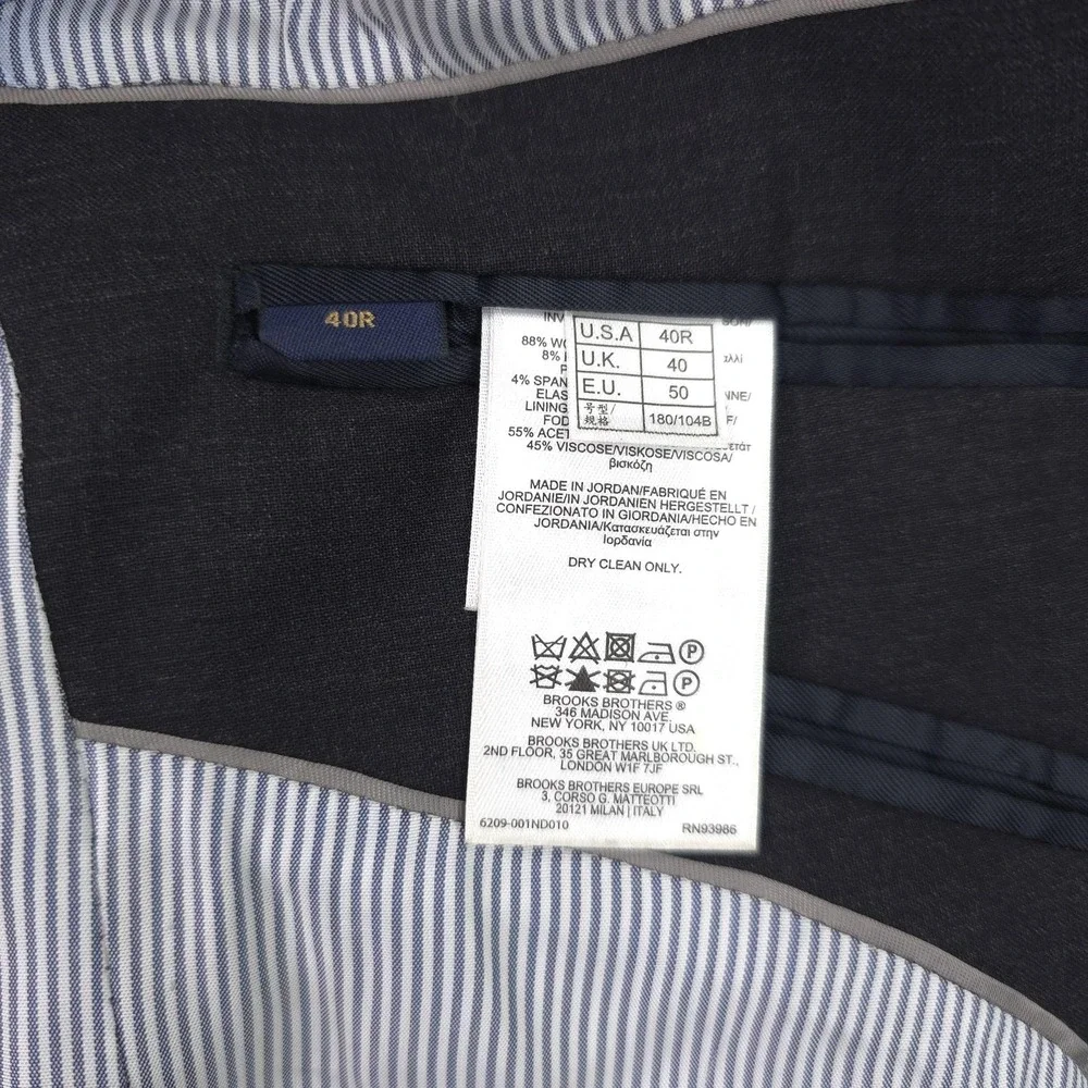 Brooks Brothers Suit Jacket Mens 40R Gray Explorer Madison Fit Stretch 2 Button